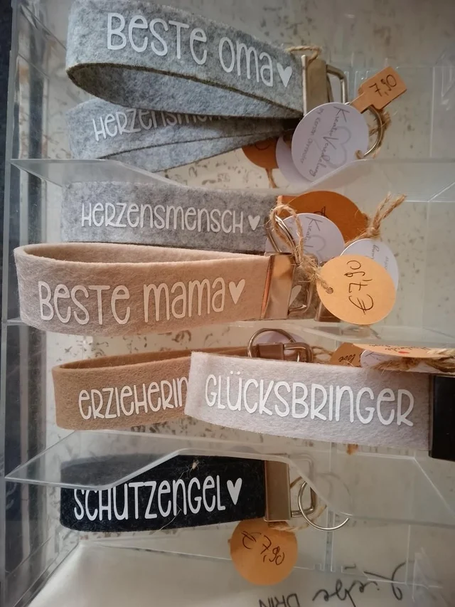 Filz-Schlüsselanhänger mit Spruch kaufen | KreativVeredelung