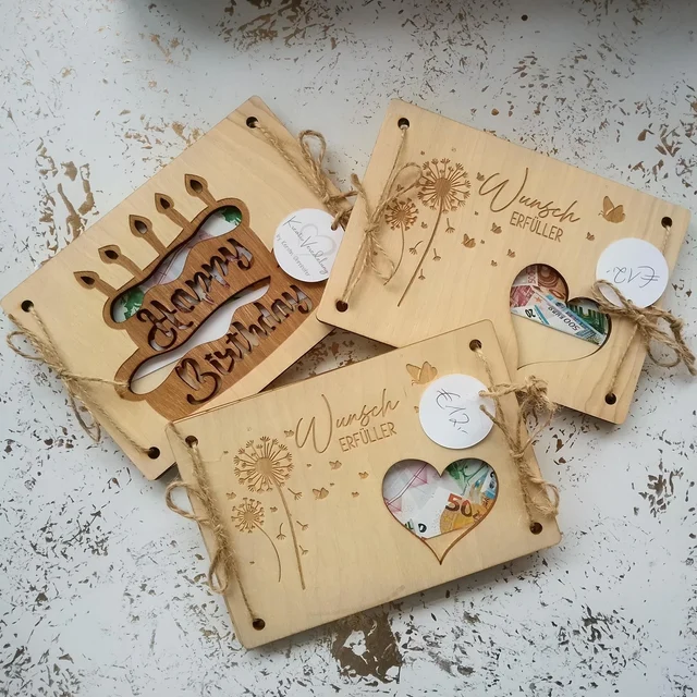 Geldkuvert & Gutscheinhalter aus Holz | KreativVeredelung