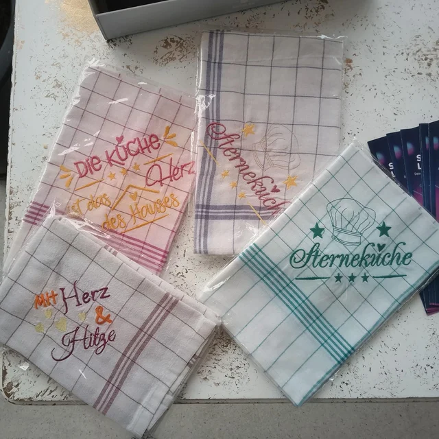 Klassisches Geschirrtuch mit edler Bestickung | Handmade by Grete