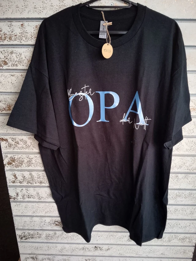 „Bester Opa der Welt“ – T-Shirt Schwarz (Größe XL) | KreativVeredelung