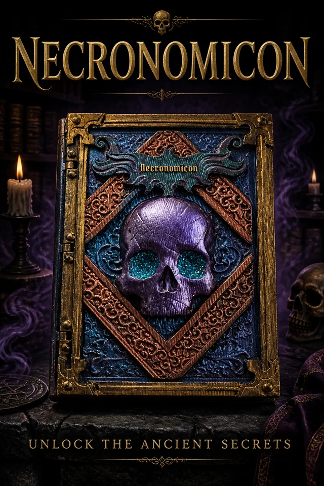 Notizbuch-Einband „Necronomicon“ mit echtem Goldstaub