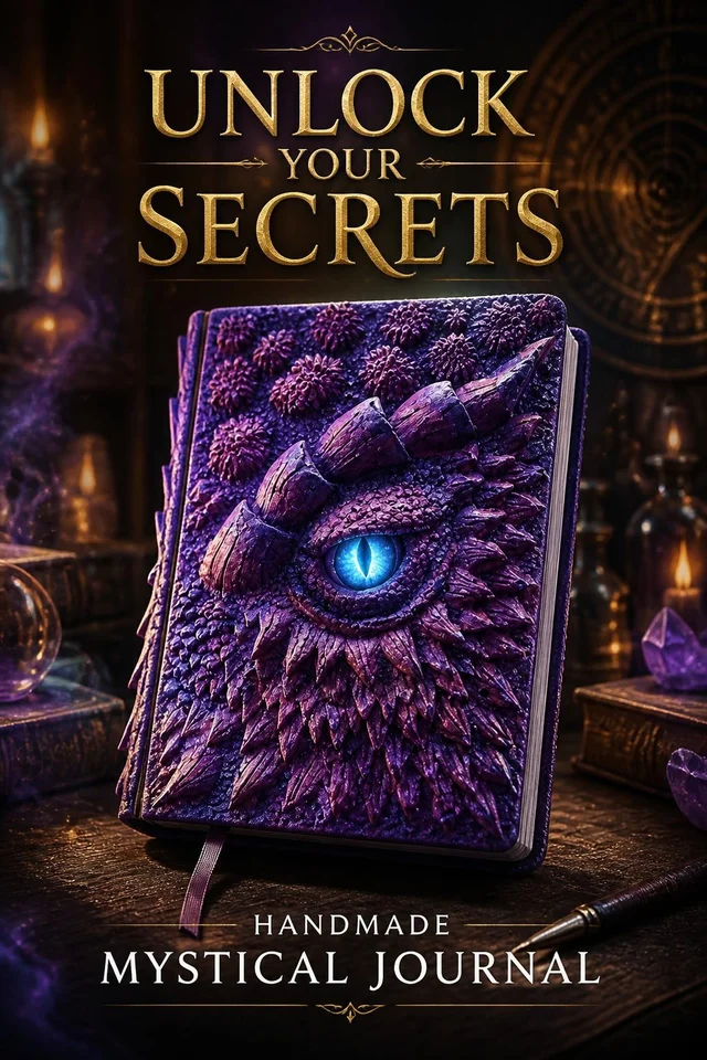 Notizbuch mit handbemaltem Keramik-Einband „Mystisches Drachenauge“